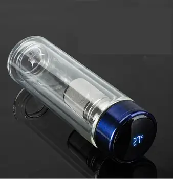 

Intelligent Cap Glass Water Bottle Custom Logo Portable For Office Outdoor Glass Water Cup Tea Infuser Tea Filters dropshipping