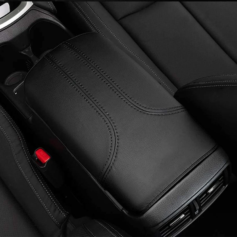 INTGET Car Center Console Armrest Cover for Nissan Rogue 2014-2020 Nissan Rogue Sport Accessories 2017-2021 Leather Elbow Arm Rest Cover Pad Protector Saver Cushion Black with Red
