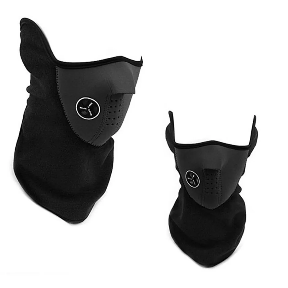 Мотоциклетная полумаска для лица зимняя теплая спортивная Лыжная маска для прогулок велосипедная Кепка CS маска Неопреновая велосипедная маска для катания на сноуборде - Цвет: Черный