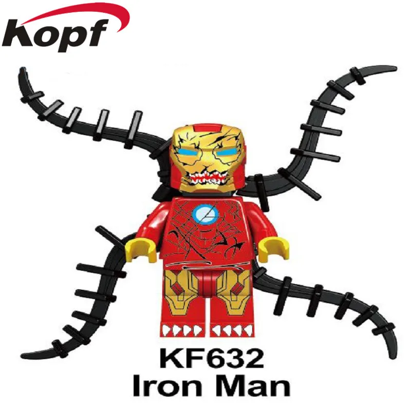 KF632 20Pcs No Box 20Pcs Super Heroes Iron Man Thanos Deadpool Venom Wolverine Dagger Cloak Action Figures Building Blocks Gift Toy Children KF439A - Цвет: KF632 20Pcs No Box