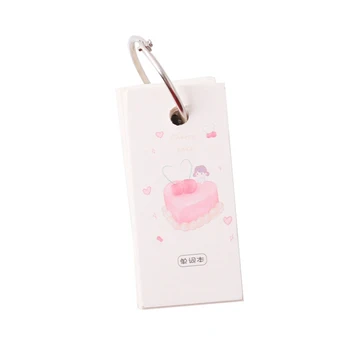 

Pink Fruits Cherry Memo Note Binder Ring Easy Flip Flash Cards Study Memo Pads Iron Ring Student Mini Portable Word Book DIY