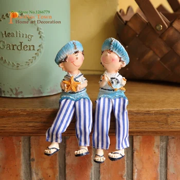 

Mediterranean style Beautiful sunny blue resin navy doll,two cute navy hanging dolls,partition/tabletop interesting ornaments