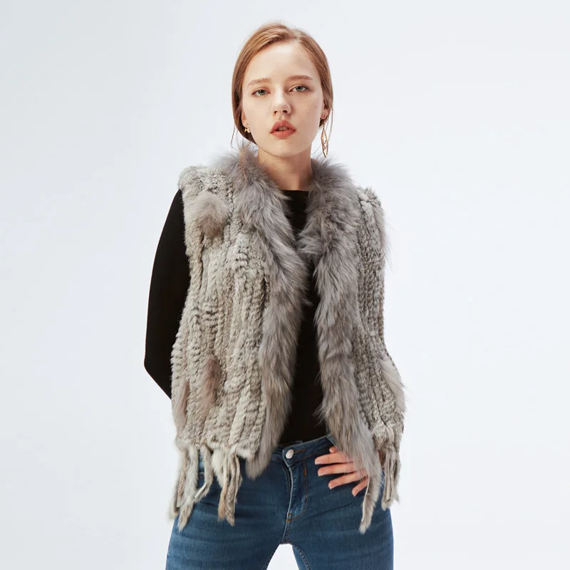 DOM EL-Gilet en Fourrure group de Lapin et Raton Laveur, Veste