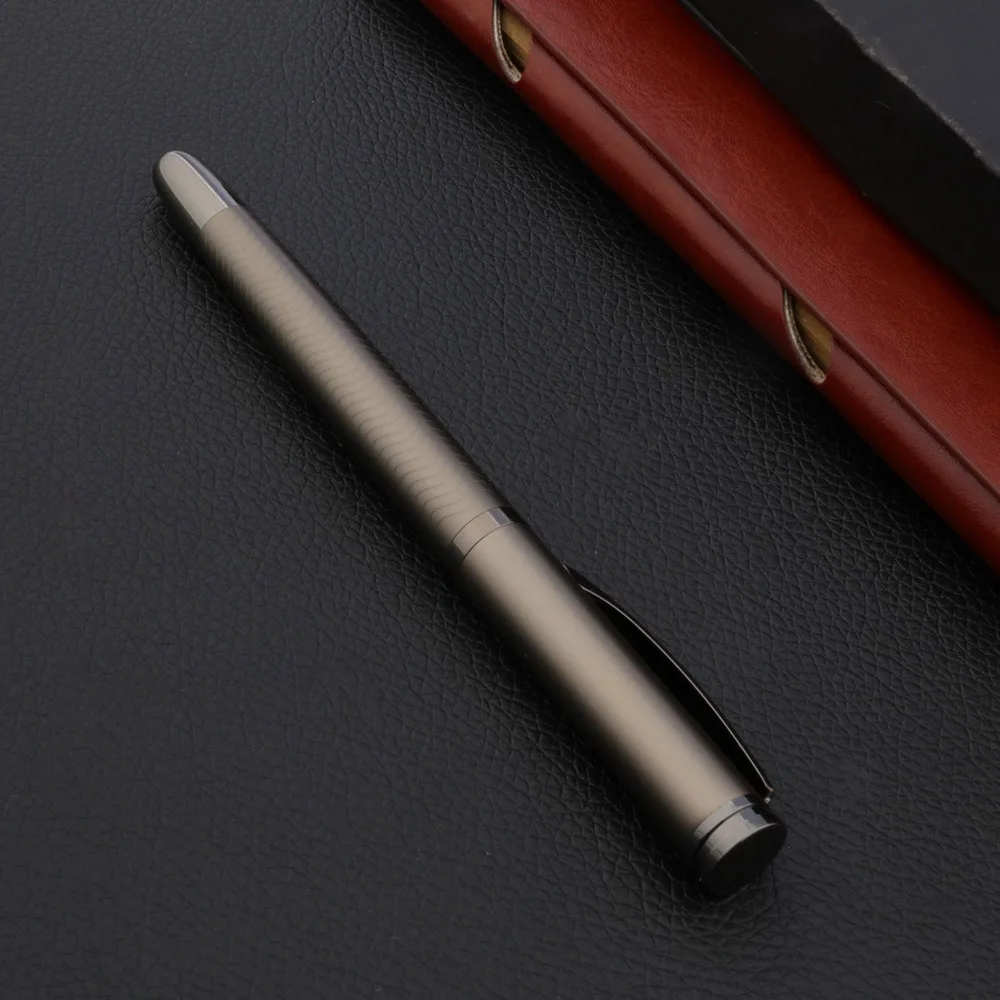 2022 luxury High quality metal Rollerball Pen wave Brushed Gun gray BLACK INK signature Office school supplies INK PEN