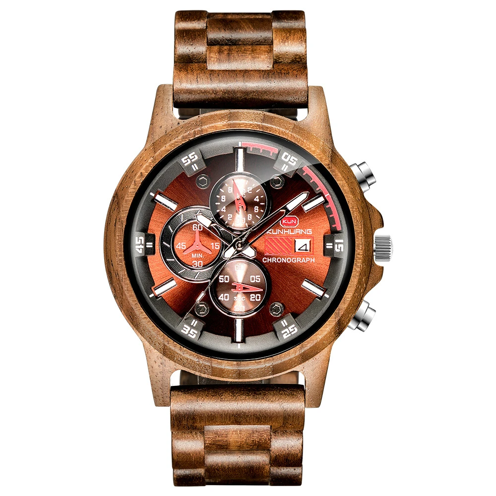 

2019 New Wooden Watch Fashion Men's Multi-function Watch Top Sports Fashion Simple Wooden Watch
