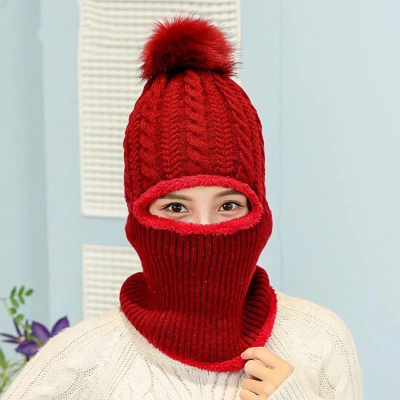 

The Latest Multi-functional Point Knitted Hat Masks Sold In Winter Wool Hat Thick Hat Masks For Skullies Adult Men And Women