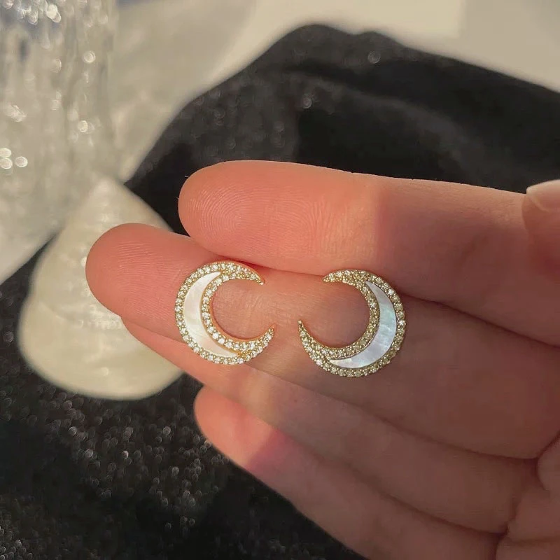 Brincos coreano bonito feminino incrustado zircon lua escudo brincos  hipoalergênicos orelha anéis 2021 nova moda jóias acessórios|Brincos de  tarracha| - AliExpress