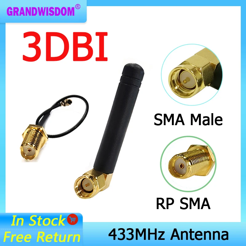 433MHz Antenna 2-3dbi SMA Male Connector folding 433 IOT antena waterproof directional antenne+21cm RP-SMA/u.FL Pigtail Cable usb extension cable wifi antenna radio antenna telescopic antenna antenna signal booster shortwave antenna lora antenna 4g antenna qrp antenna lte antenna