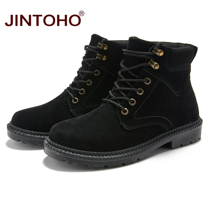 JINTOHO/недорогие мужские зимние ботинки; модные мужские Ботильоны; Брендовые мужские кожаные ботинки; Рабочая и безопасная обувь; Повседневная зимняя обувь
