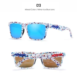 KDEAM 3D Logo Polarized Sunglasses with Real Coating Lens (C13 Mirror Ice Blue)