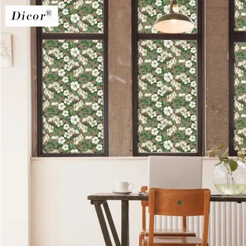 

200cm Stained Glass Film Flowers Window Decorative Films for Livingroom Waterproof Glass Door Beautiful Romantic European Style