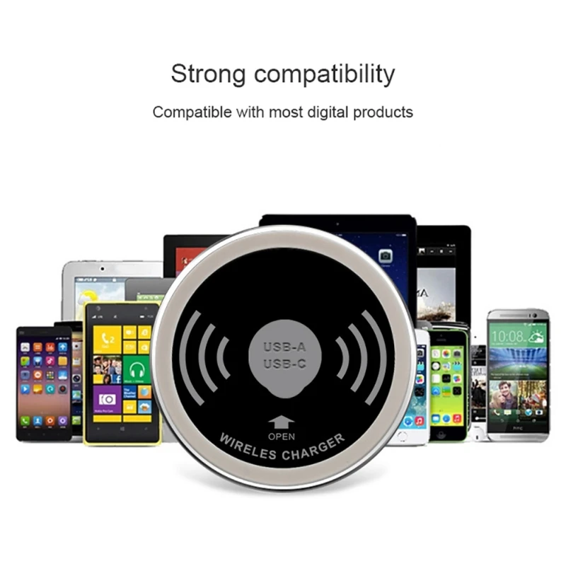 Встроенное настольное Беспроводное зарядное устройство Qi для iPhone 5W USB-A type-C 15W Беспроводная Быстрая зарядка Caricabatter для Huawe P20 mate lite