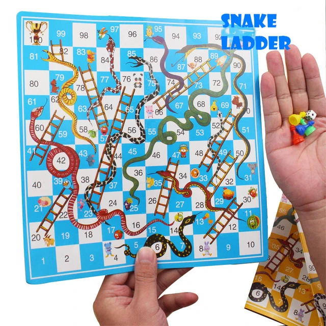 Funny Portable Board Games Children Paper Snake Ladder Flying Chess Set Family Party Games Toys for Kids 25*25 cm 2