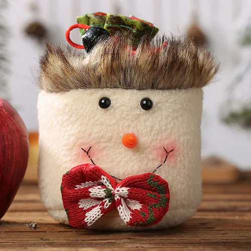 Snowman 1 шт. рождественские детские сумки для конфет, хлопковый мешочек с Санта-Клаусом, снеговиком, подарочная сумочка на Рождество, детская сумка, контейнер-органайзер на шнурке, чехол - Цвет: Snowman