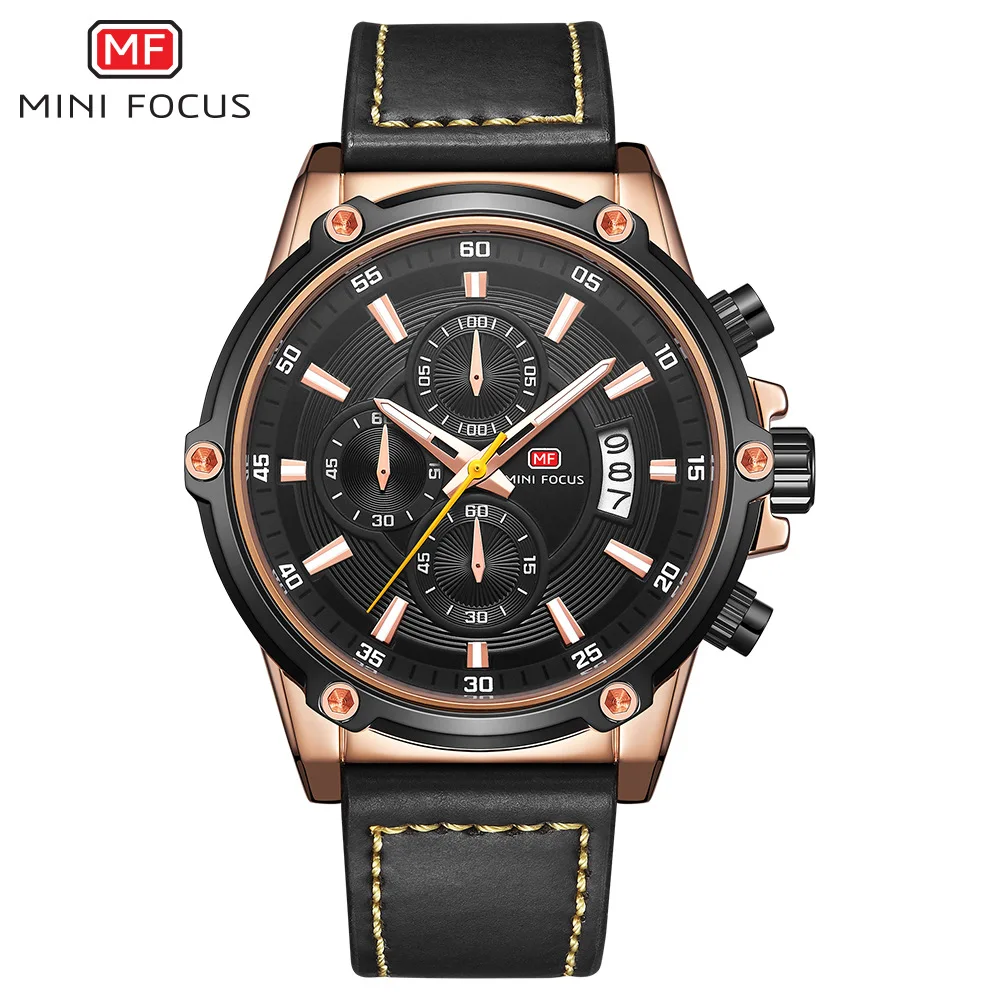

Mini FOCUS Business-Style Large Dial MEN'S Watch Three-Eyed Six-pin Calendar Night Light Waterproof Men's Watch 0175G