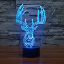Рождественская серия акриловый материал красочный 3D ночной Светильник креативный электронный светодиодный Ночной светильник в форме оленя ночной Светильник