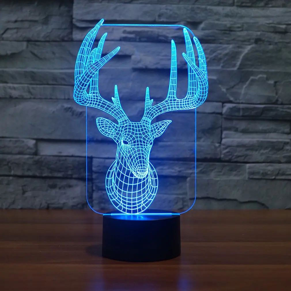

Christmas Series Acrylic Material Colorful 3D Night Light Creative Electronic Led Night Light Deer Shape Night Light