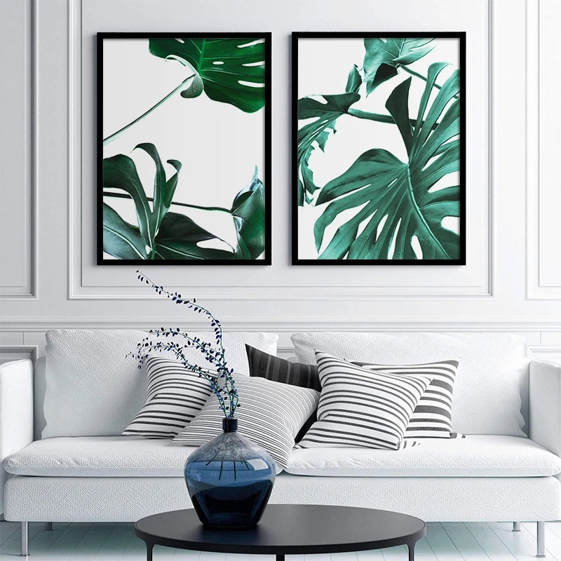 Nordic-Canvas-Painting-Modern-Prints-Plant-Leaf-Monstera-Art-Posters-Prints-Green-Art-Wall-Pictures-Living