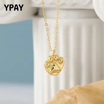 

YPAY 100% Authentic 925 Sterling Silver Chain Necklaces for Women Korea Cat Claw Charm Pendant Necklace Fine Jewelry Gift YMN196