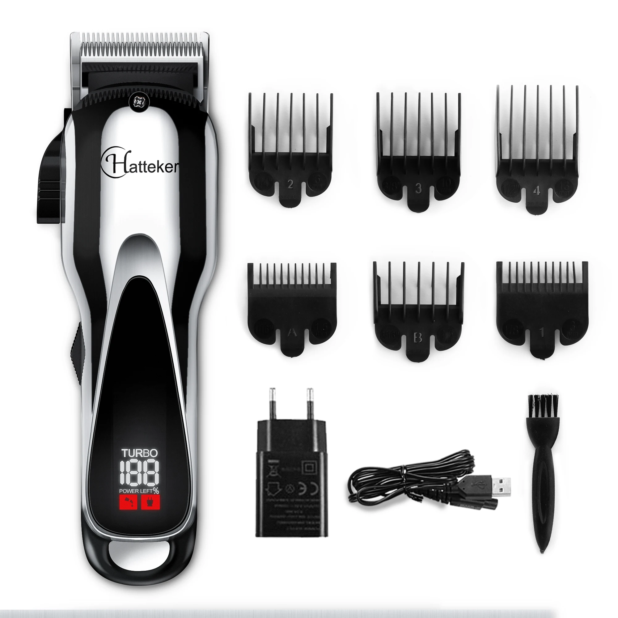 

HATTEKER 2019 New Arrival Professional barber clippers cordless Rechargeable Electric Hair Trimmer TURBO Men Haircut Machine