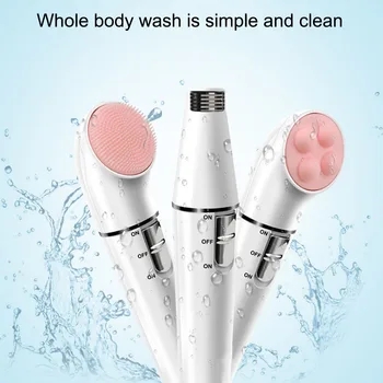 

3in1 Electric Epilator Women Hair Removal remover with Epilation Massage Deep Cleaning Face Brush 3 Head facial Skin Care Tools