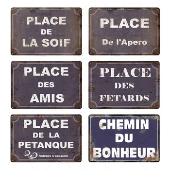 

Place Place de la solf Plaque Metal Vintage French Metal Tin Sign Bar Pub Club Wall Decor Iron Painting Retro Decorative Plates