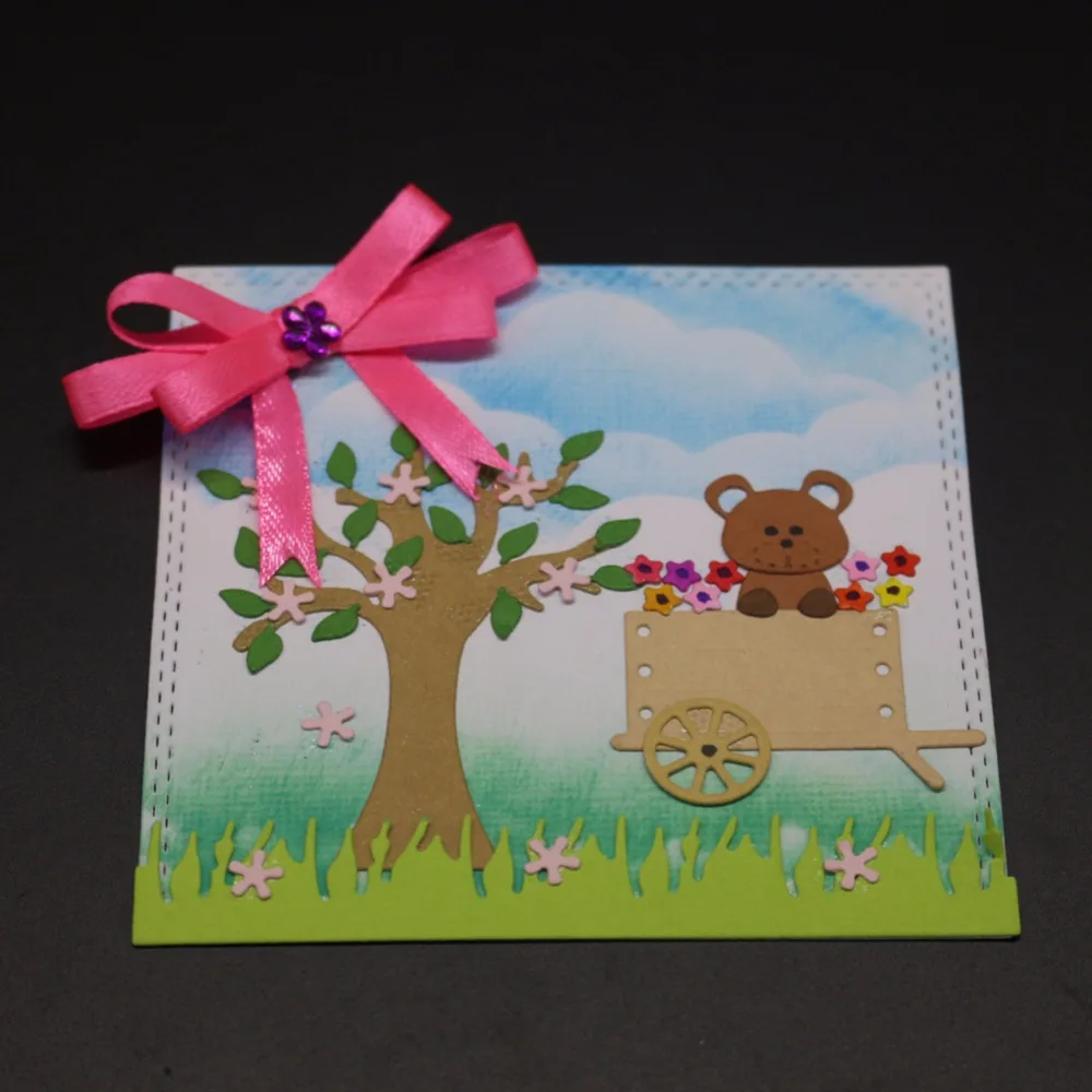  Little Bear Pulls Car Metal Cutting Dies DIY Scrapbooking Carbon Sharp Craft Customized Stencil Pho - 4.00029E+12