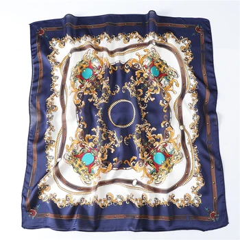 

2020 Luxury Brand Silk Women Scarf Neck Hair Band Wraps Foulard Lady Shawls Chain Print Square Scarves Bandana