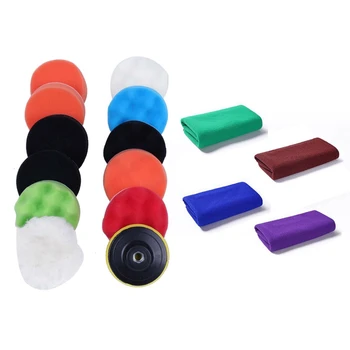 

1 Set 3 Inch Polishing Buffing Pad Auto Car Wax Set Adapter Kit & 1 Set Cleaning Cloth Drying Towel,Valet Polish