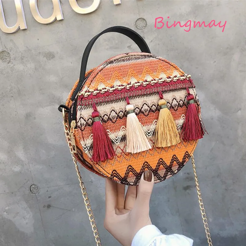 Летние женские богемные тканые сумки через плечо пляжные повседневные
