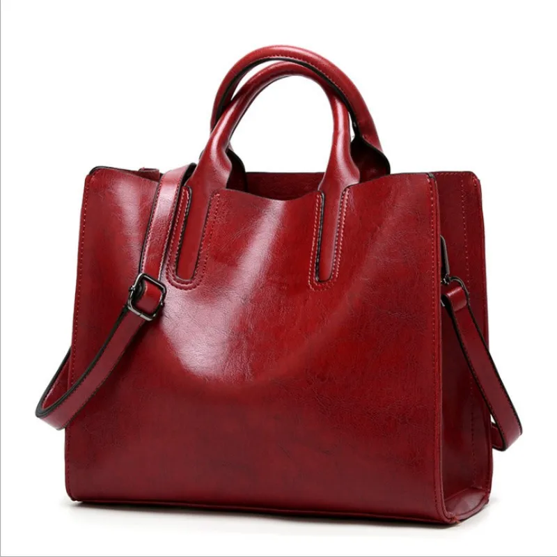 HISUELY, женские кожаные сумки, новинка, простой портфель Ms., на плечо, мессенджер, большой, высокое качество, на каждый день, женская большая сумка, Bolsos - Цвет: Burgundy
