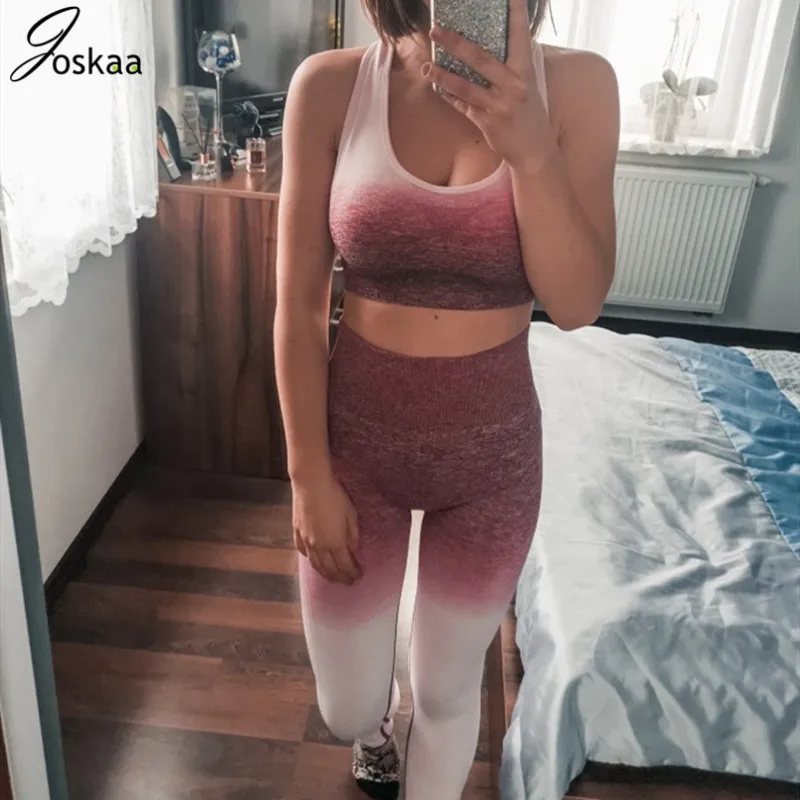 

Joskaa Active Workout Clothes for Women Sports Bra and Leggings Set Sports Wear for Women Gym Clothing Athletic Yoga Set 2 Piece