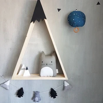 

2Pc/Set Nordic Style Wooden Storage Racks Creative Triangle Superposition Wall Hanging Shelf Home Decor for Children Bedroom