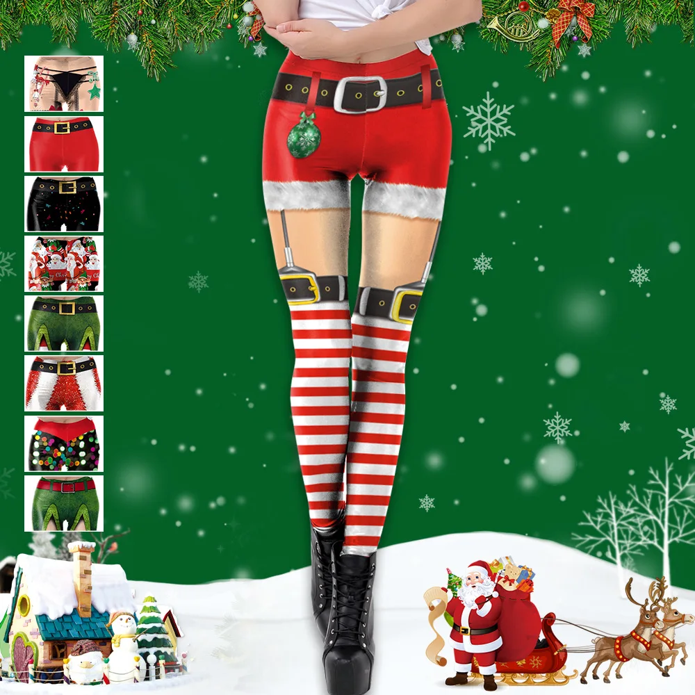 

3D Print Christmas Women Casual Elasticity Skinny Leggins Workout Printing Stretchy Pants Gift Trouser for Lady
