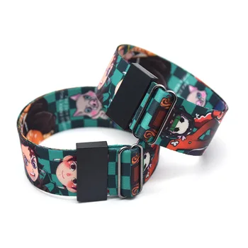 

20pcs Kamado Tanjirou Demon Slayer Wristband Anime Adjustable Ribbon Wristbands 3D Printing Hand Strap HipHop Accessories KB2265
