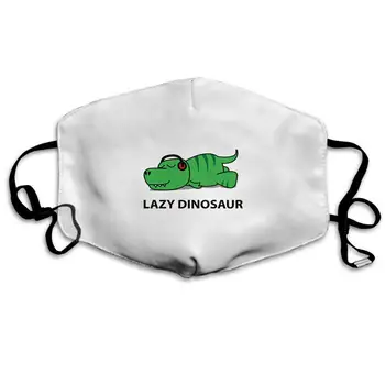 

Swono Mask Dinosaur,Funny Lazy Dinosaur T-Rex Sleeping with Headphones Polyester Anti Dust Face Mask-Washable and Reusable Mask