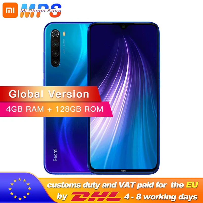  Global Version Xiaomi Redmi Note 8 4GB 128GB Snapdragon 665 Octa Core Smartphone 6.3” 48MP Quad Rea