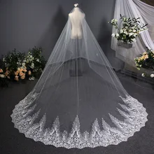 3,8* 3M белое длинное кружево для свадебной вуали с краем собора свадебная вуаль длинная тюль вуаль невесты Свадебные аксессуары Veu De Noiva Longo