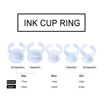 

100 Plastic Tattoo Ink Ring Cup Holder Eyebrow Lips Small Medium Large Permanent Makeup Tattoo Pigment Containers Accessories