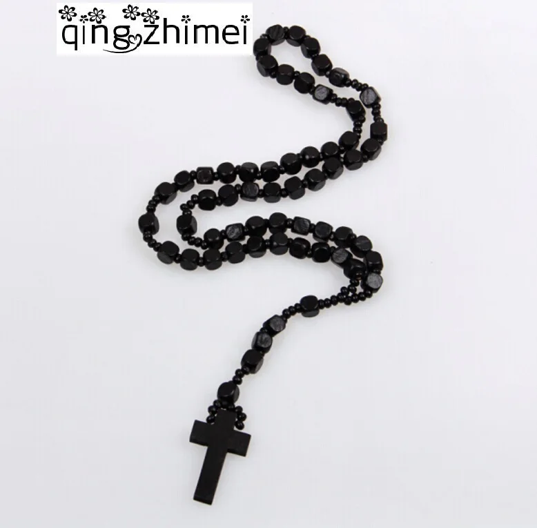 hardwood rosary beaded Jesus CROSS 