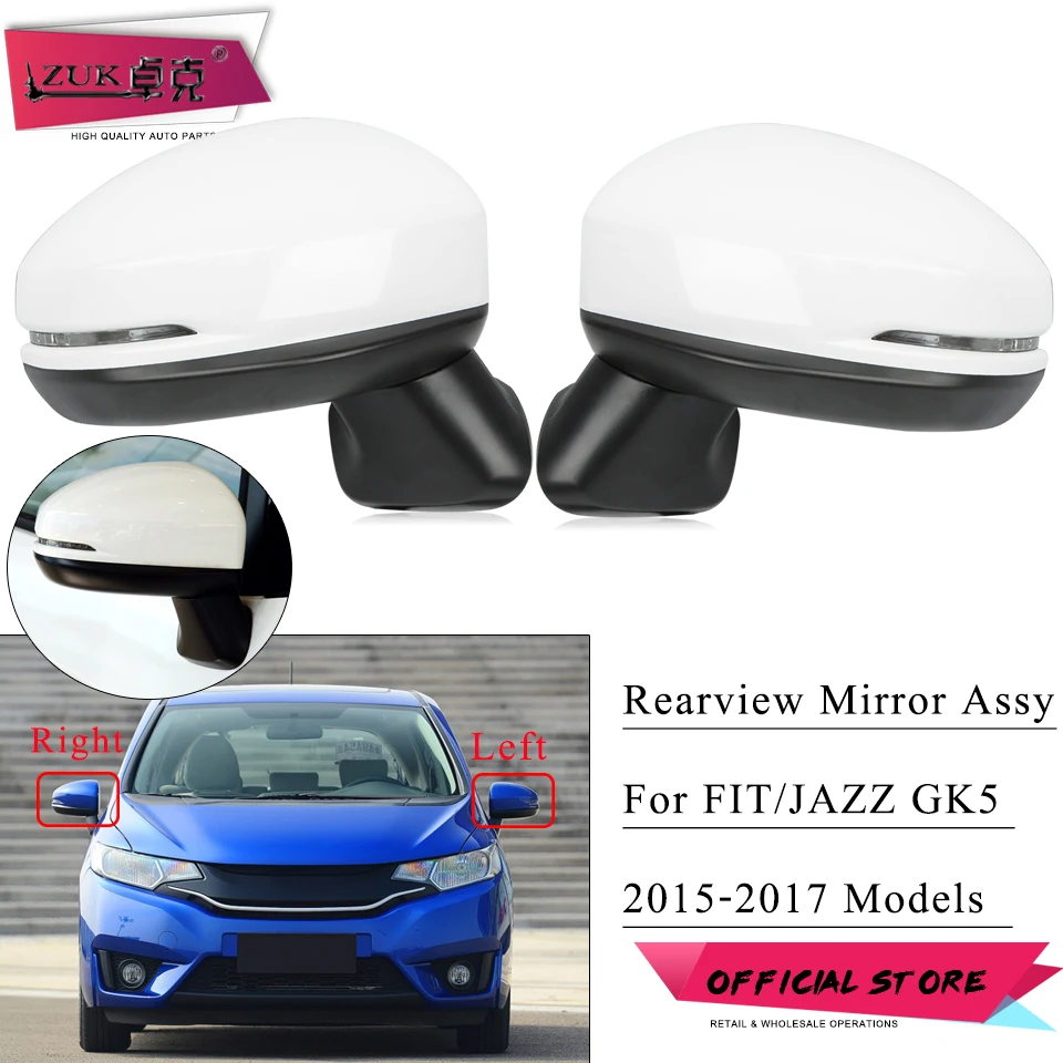 

ZUK Pair Exterior Door Rearview Side Mirror Assy For HONDA FIT JAZZ 2015-2020 GK5 7-PINS With Turn Signal Lamp Electric Folding