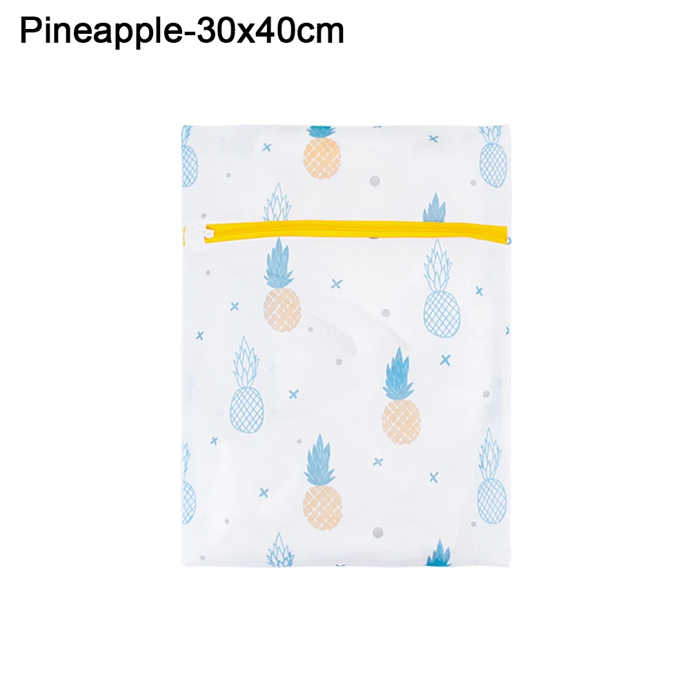 Pineapple 30x40cm 1 шт. Полиэфирная Сумка для белья на молнии, сумки для хранения бюстгальтеров, сумки для хранения белья с принтом ананаса и кактуса, сумка для стирки в стиральной машине, сумки для ухода за бельем - Цвет: Pineapple 30x40cm