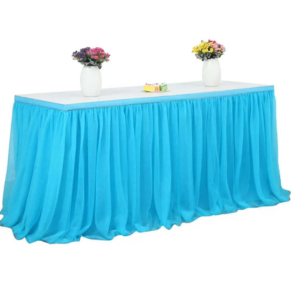 Blue 183x77 см, Тюлевая юбка-пачка для свадебной вечеринки, юбка для стола, столовая посуда, ткань для детского душа, вечерние, домашний декор, юбка для стола, вечеринка на день рождения - Цвет: Blue