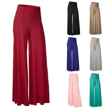 

Fashion Plus Size Women Wide Leg Pants Sexy Solid Color Loose Trousers High Waist Wide Leg Pants For Women's Long Pants