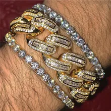 Choucong роскошный Теннисный браслет с белым желтым золотом 8 мм AAAAA Cz вечерние свадебные браслеты для женщин и мужчин браслет в стиле хип-хоп