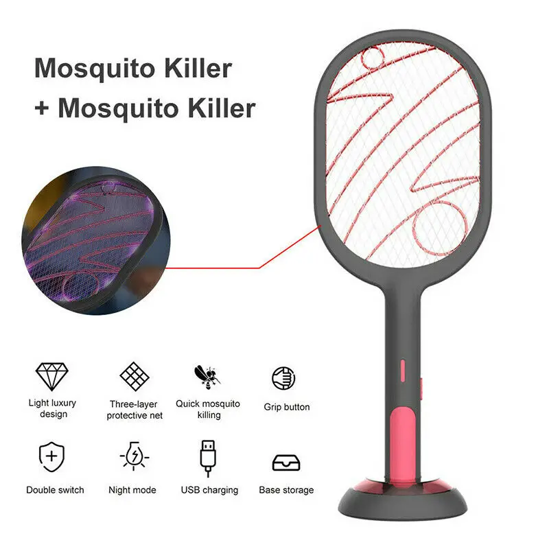

2 In 1 USB Electronic Mosquito Swatter Multifunctional Pest Remover Tools