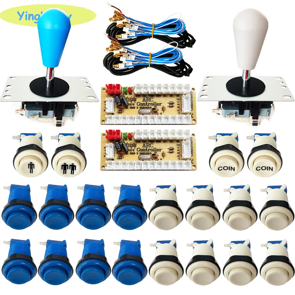 2 player arcade joystick kit zero delay mando usb encoder happ type button to PC Raspberry PI 