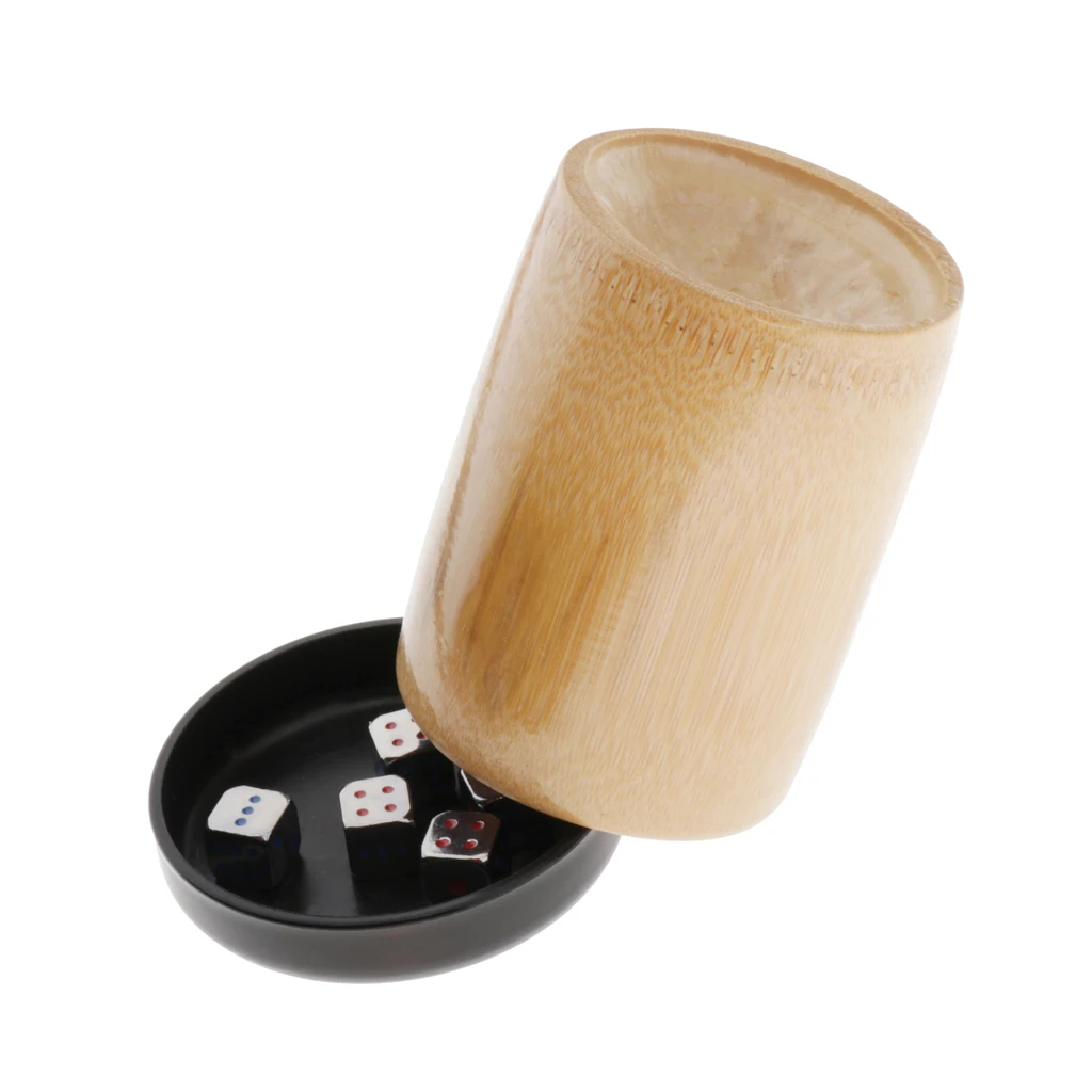 Lots 5 Six Sided D6 Dice 12mm Dice Die Metal with Wooden Dice Cup Box Golden/Silver w/ Blue&Red Pips Drinking Playing Game Dice