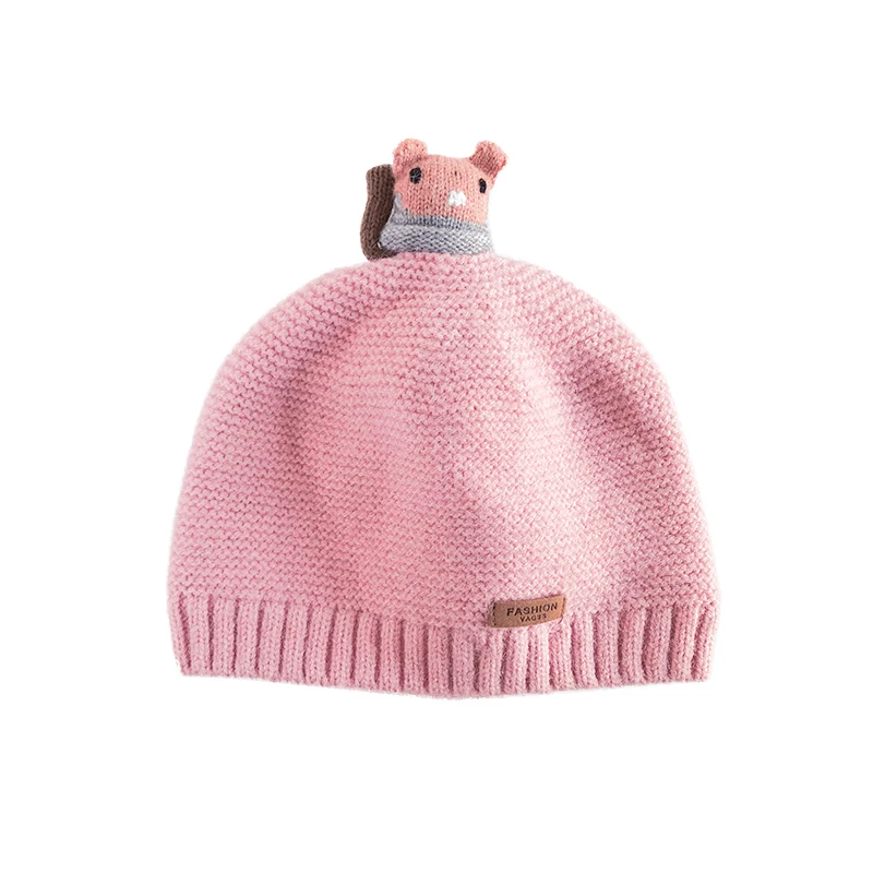 Warm Baby Bear Winter Hats for Kids Children Knitted Baby Boy Cap Kids Girls Hat Casquette Baby Bonnet Wholesale Cute Fashion