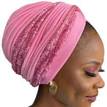 Gorros de turbante trenzado para mujer, pañuelo de cabeza musulmán, hecho a mano, de Color sólido